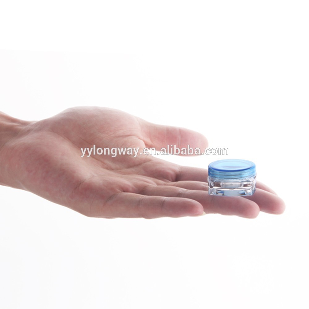 Mini luxury small colorful 3g 5g cosmetic empty plastic square pigment balm cream jar with lid for nail powder container 5ml