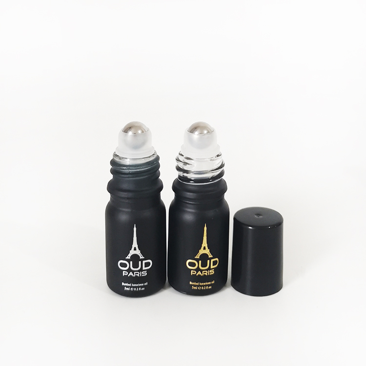 Mini perfume oils bottle 10ml luxury perfume glass bottle 10ml custom printing black roller bottles