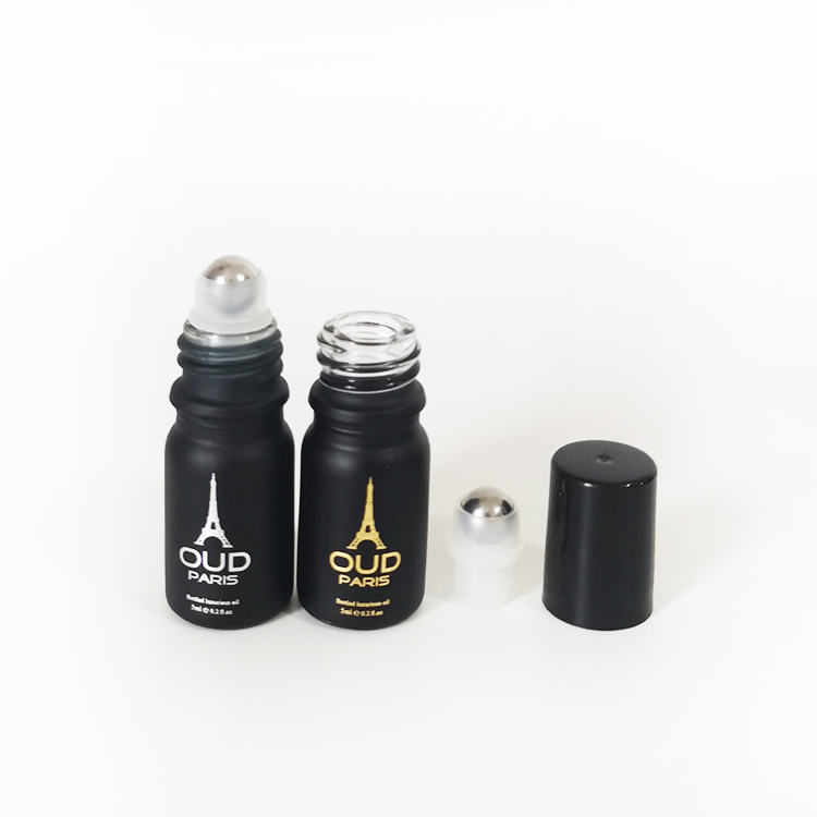 Mini perfume oils bottle 10ml luxury perfume glass bottle 10ml custom printing black roller bottles