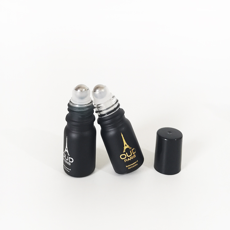Mini perfume oils bottle 10ml luxury perfume glass bottle 10ml custom printing black roller bottles