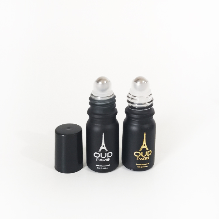 Mini perfume oils bottle 10ml luxury perfume glass bottle 10ml custom printing black roller bottles