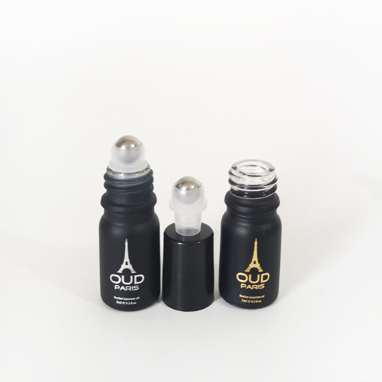 Mini perfume oils bottle 10ml luxury perfume glass bottle 10ml custom printing black roller bottles