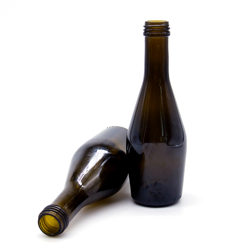 Mini portable 250ml amber beer glass bottle with metal crown cap wholesale
