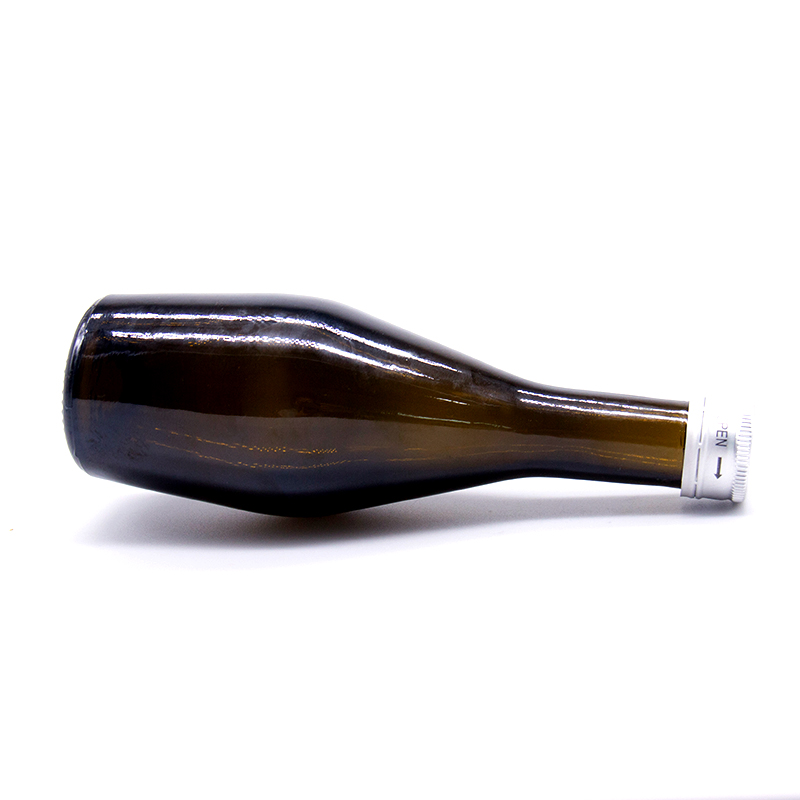 Mini portable 250ml amber beer glass bottle with metal crown cap wholesale