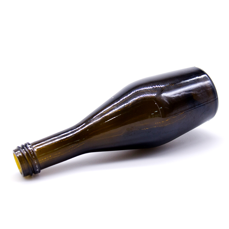 Mini portable 250ml amber beer glass bottle with metal crown cap wholesale