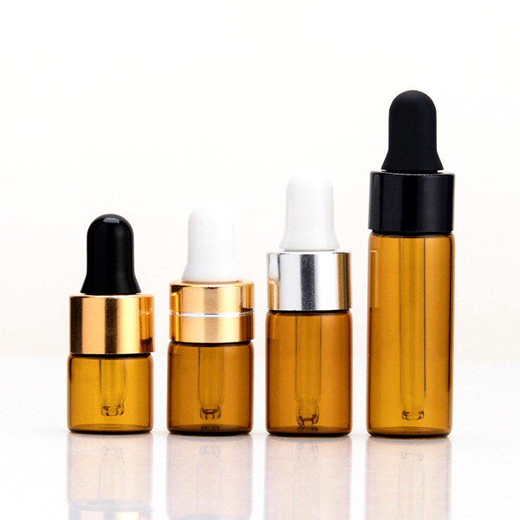 Mini sample glass bottle 1ml 2ml 3ml 5 ml clear amber brown glass dropper bottles vials small sample bottle