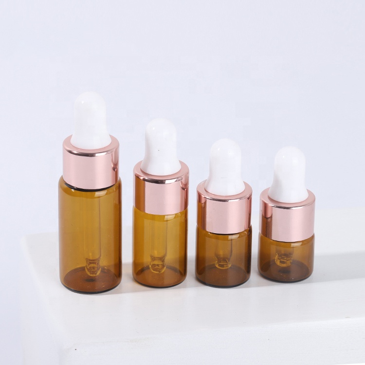 Mini sample vials amber clear glass dropper bottle 1ml 2ml 3ml 5ml for essential oil