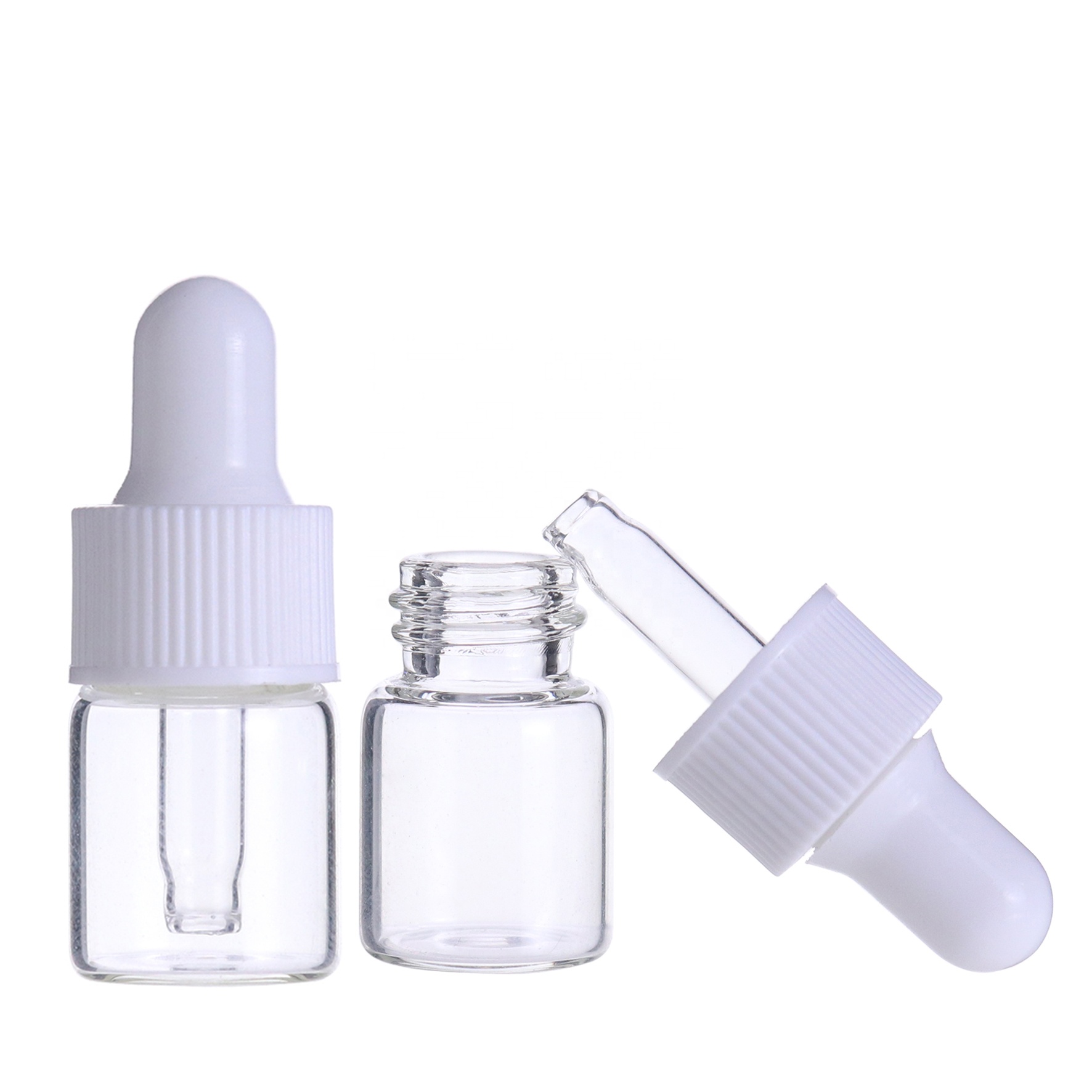 Mini sample vials clear amber glass blue dropper bottle 1ml 2ml 3ml 5ml for essential oil