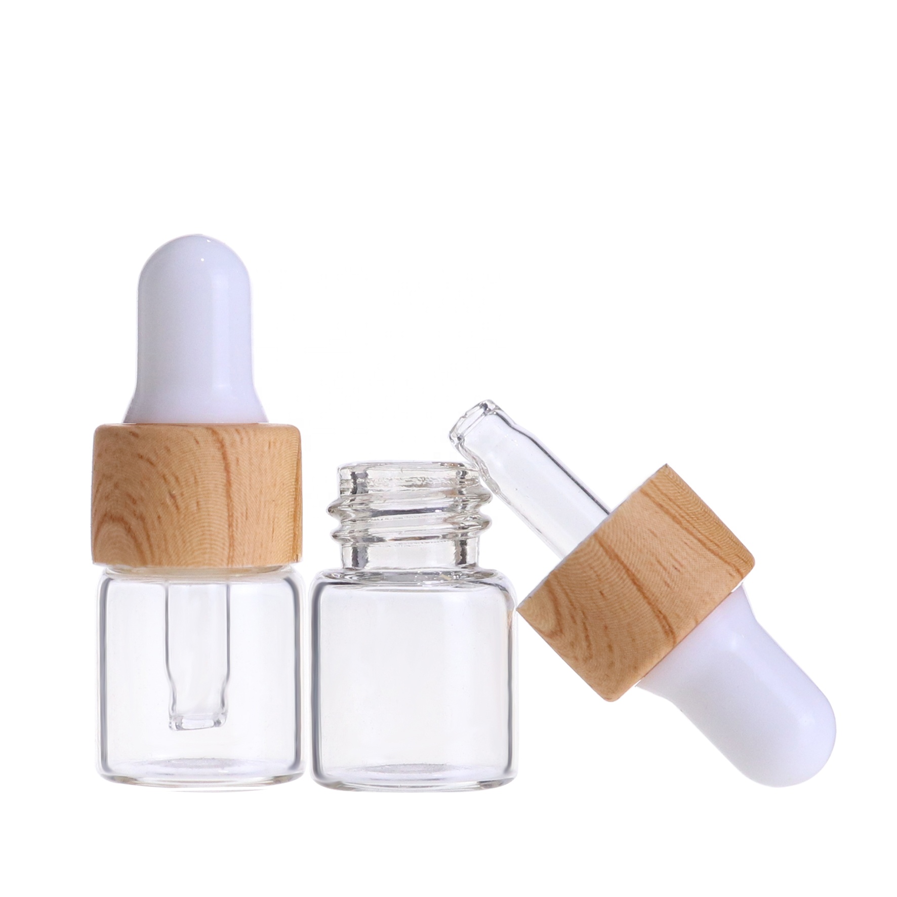 Mini sample vials clear amber glass blue dropper bottle 1ml 2ml 3ml 5ml for essential oil