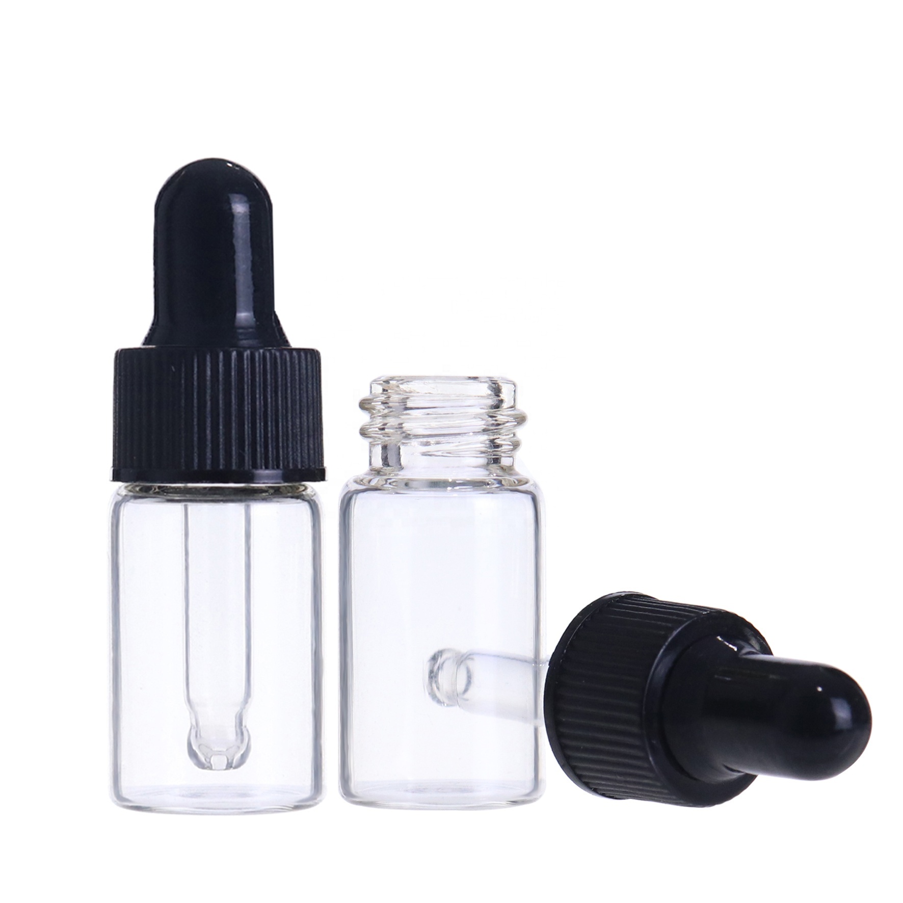Mini sample vials clear amber glass blue dropper bottle 1ml 2ml 3ml 5ml for essential oil