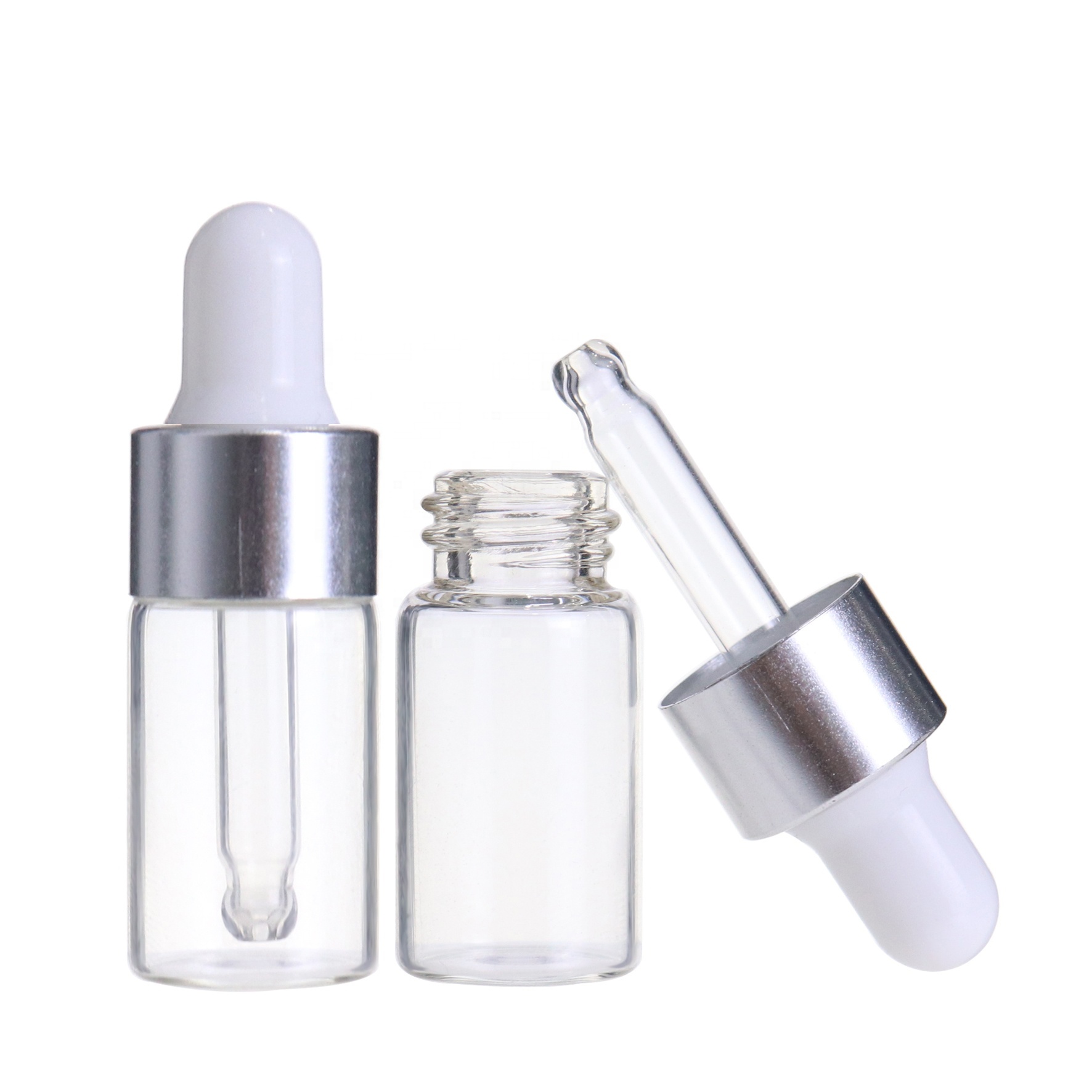 Mini sample vials clear amber glass blue dropper bottle 1ml 2ml 3ml 5ml for essential oil