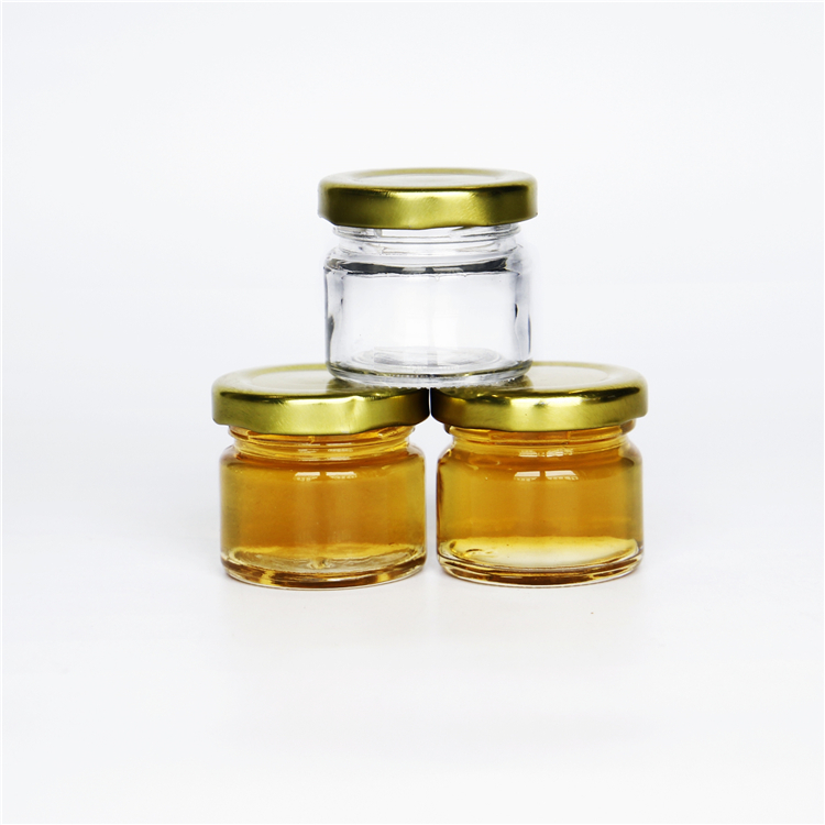 Mini size 50ml Round Glass Jar For Shots Spirits Packing Small Glass Jar With Metal Lids