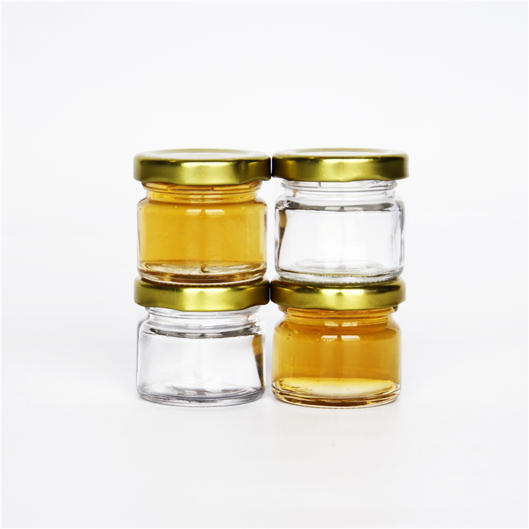Mini size 50ml Round Glass Jar For Shots Spirits Packing Small Glass Jar With Metal Lids