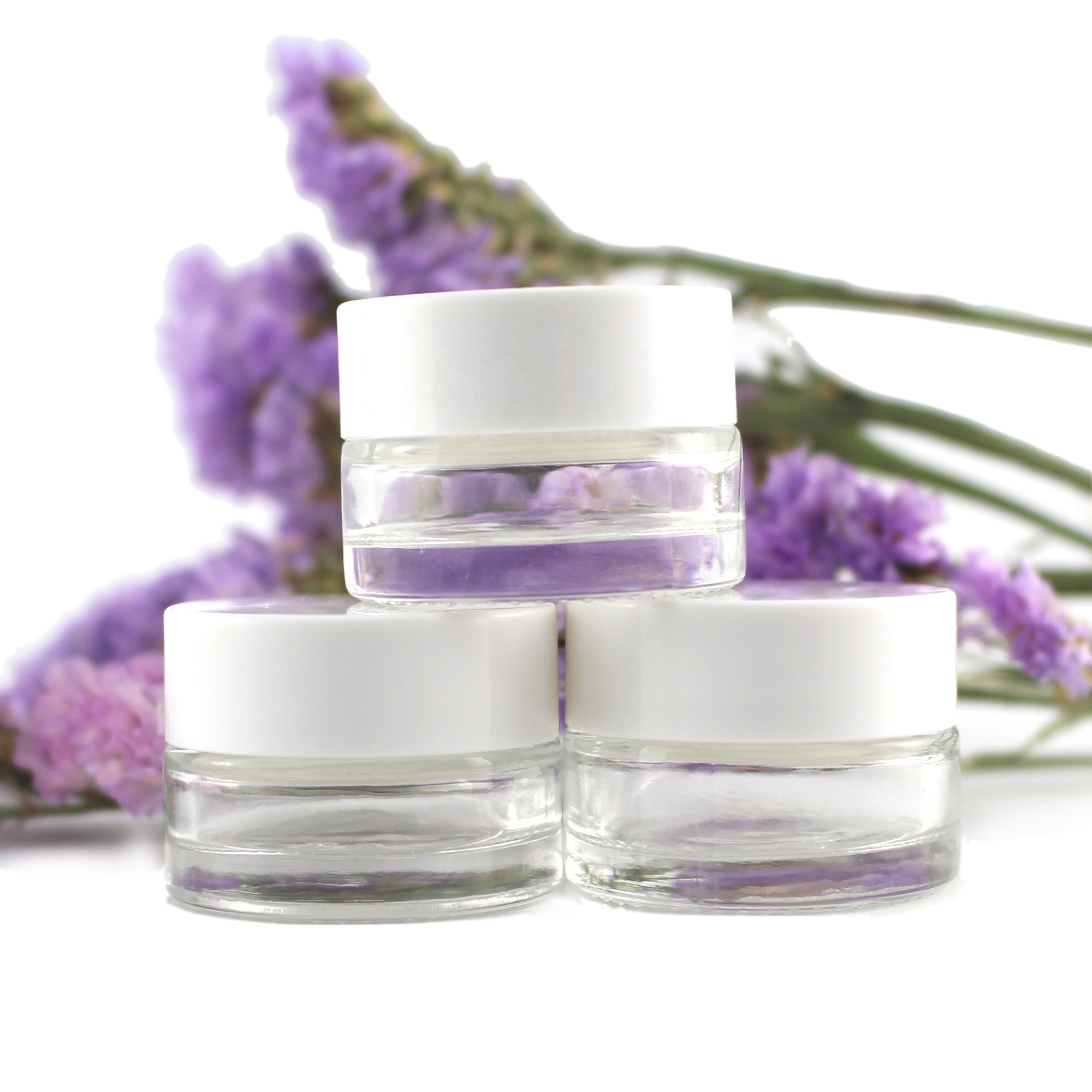 Mini size eye cream use 5ml cosmetic container glass jar empty cream jar wholesale 5g clear frosted glass jar with white lid
