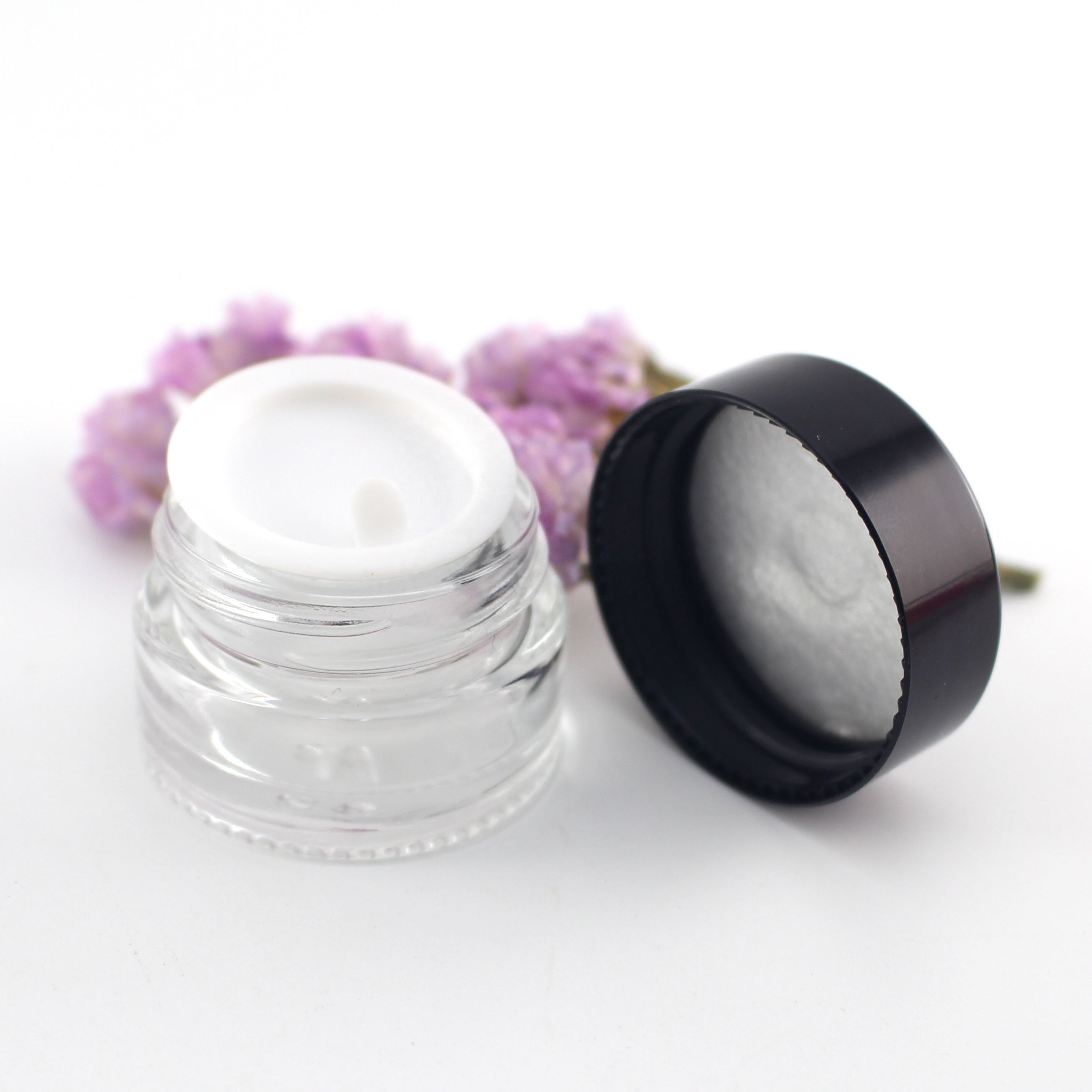 Mini size eye cream use 5ml cosmetic container glass jar empty cream jar wholesale 5g clear frosted glass jar with white lid