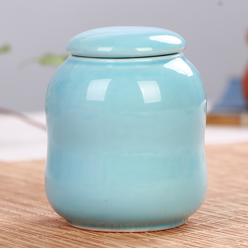 Mini small capacity ceramics Glazed Cream Rouge tea leaf jar
