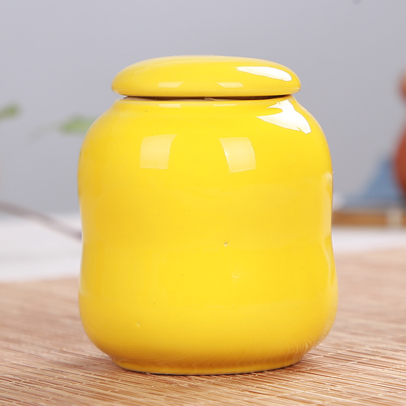 Mini small capacity ceramics Glazed Cream Rouge tea leaf jar