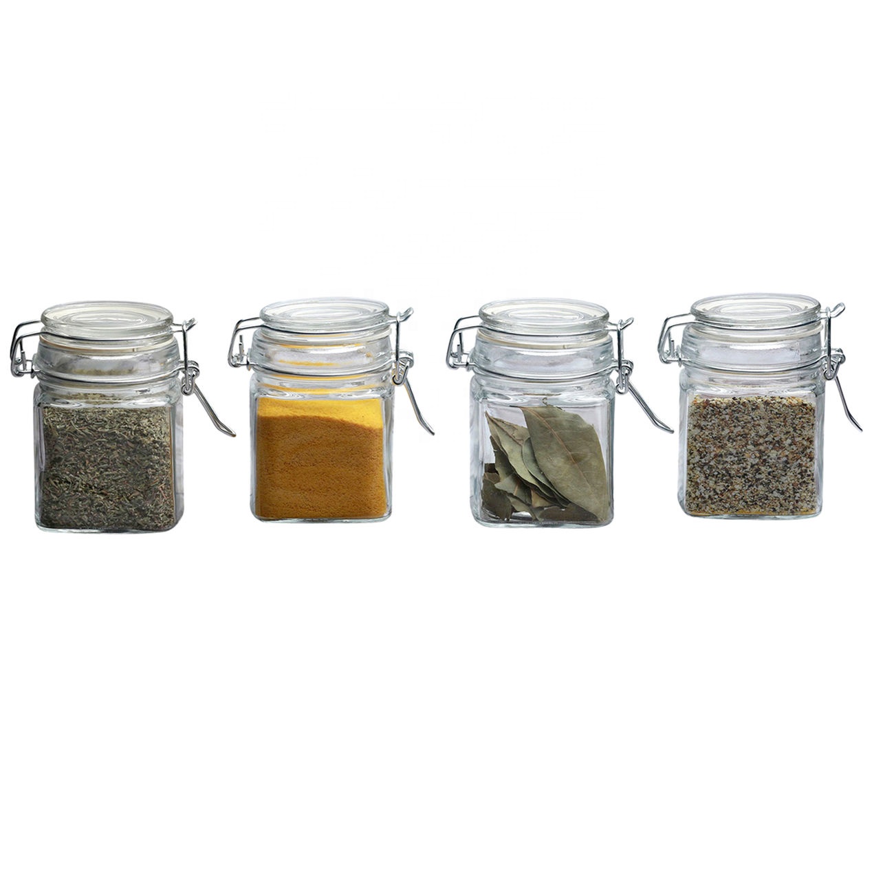 Mini square 4oz 100g glass spice jar with lid