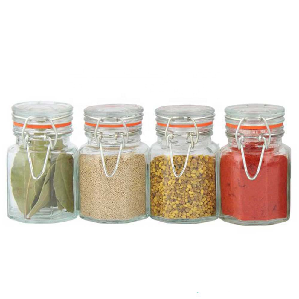 Mini square 4oz 100g glass spice jar with lid