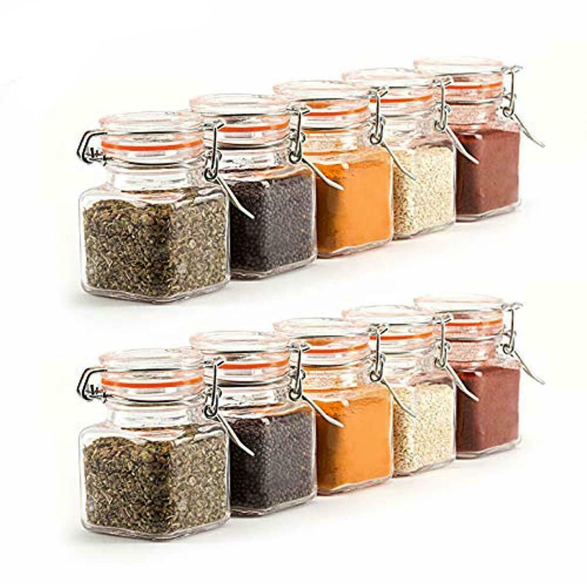Mini square 4oz 100g glass spice jar with lid