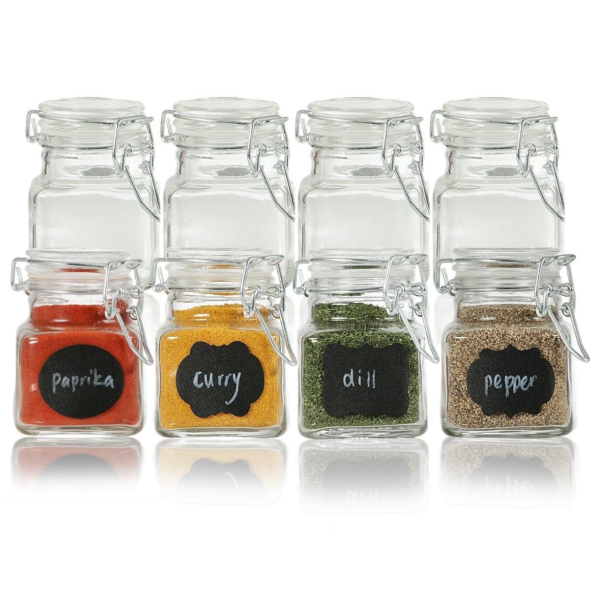 Mini square 4oz 100g glass spice jar with lid