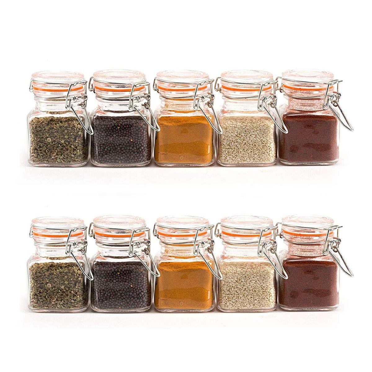 Mini square 4oz 100g glass spice jar with lid