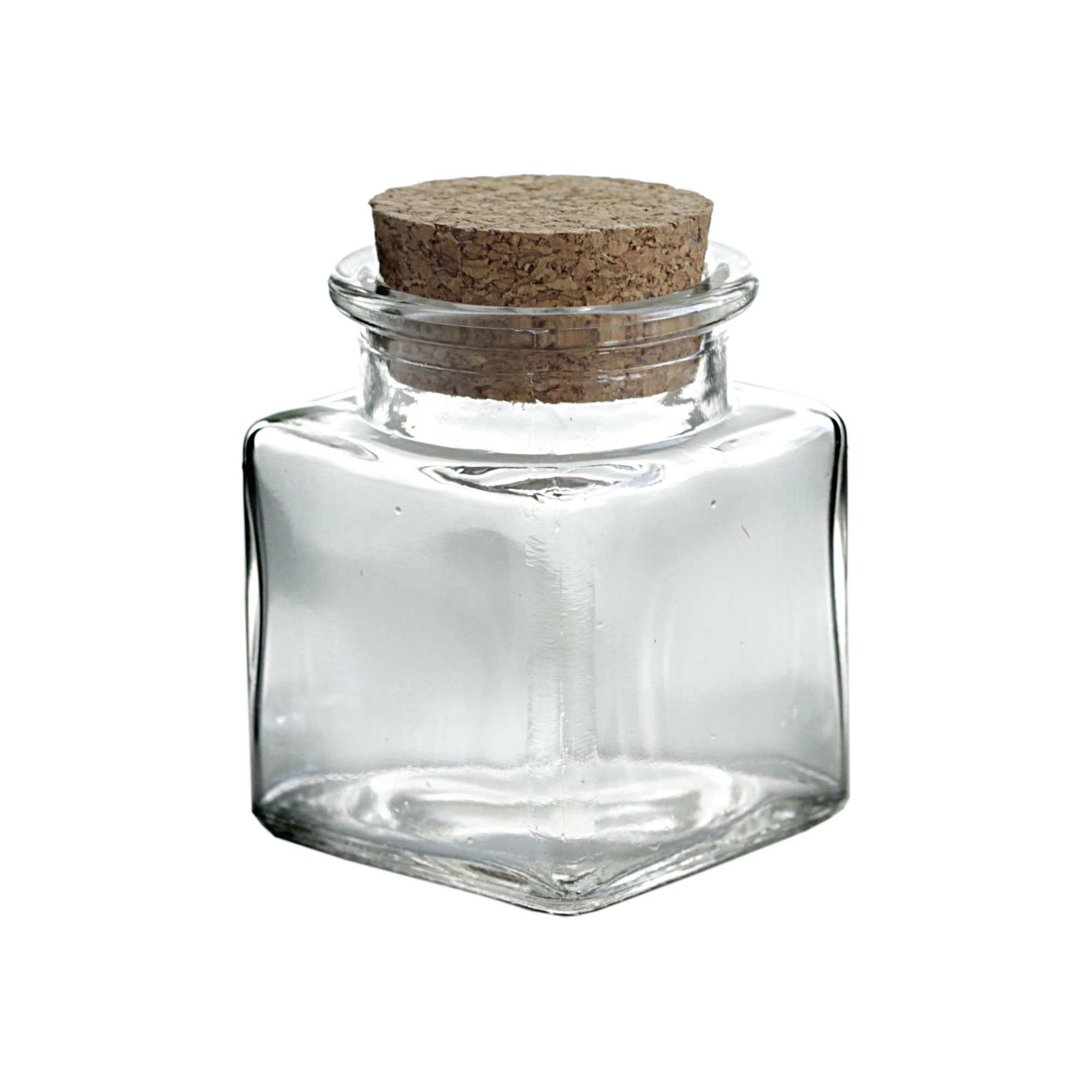 Mini square glass spice jars with cork lid wholesale
