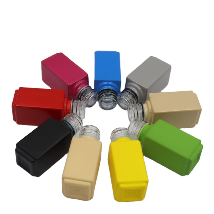 Mini square shape 3.5ml empty candy color nail polish glass bottles with brush caps