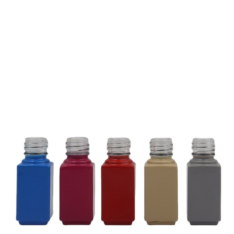 Mini square shape 3.5ml empty candy color nail polish glass bottles with brush caps
