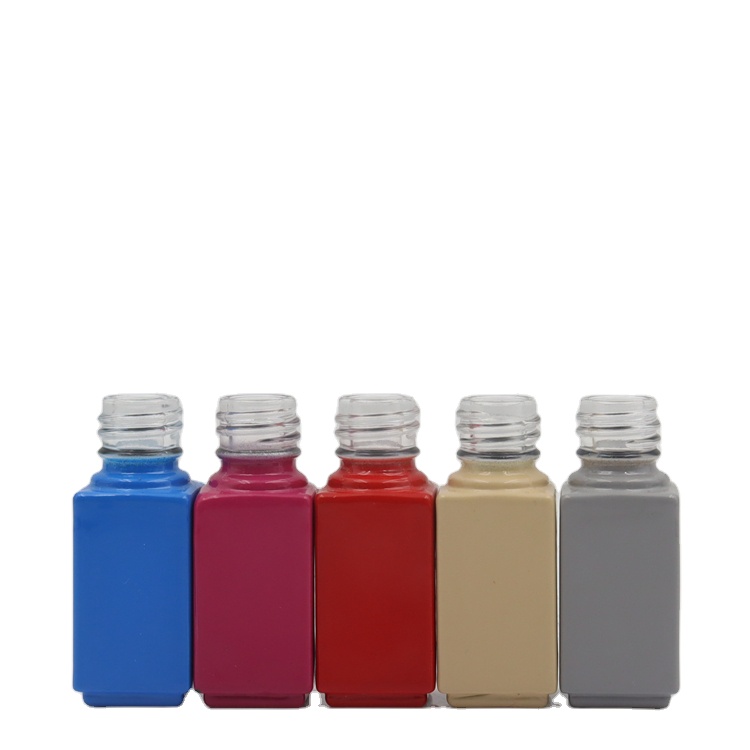 Mini square shape 3.5ml empty candy color nail polish glass bottles with brush caps