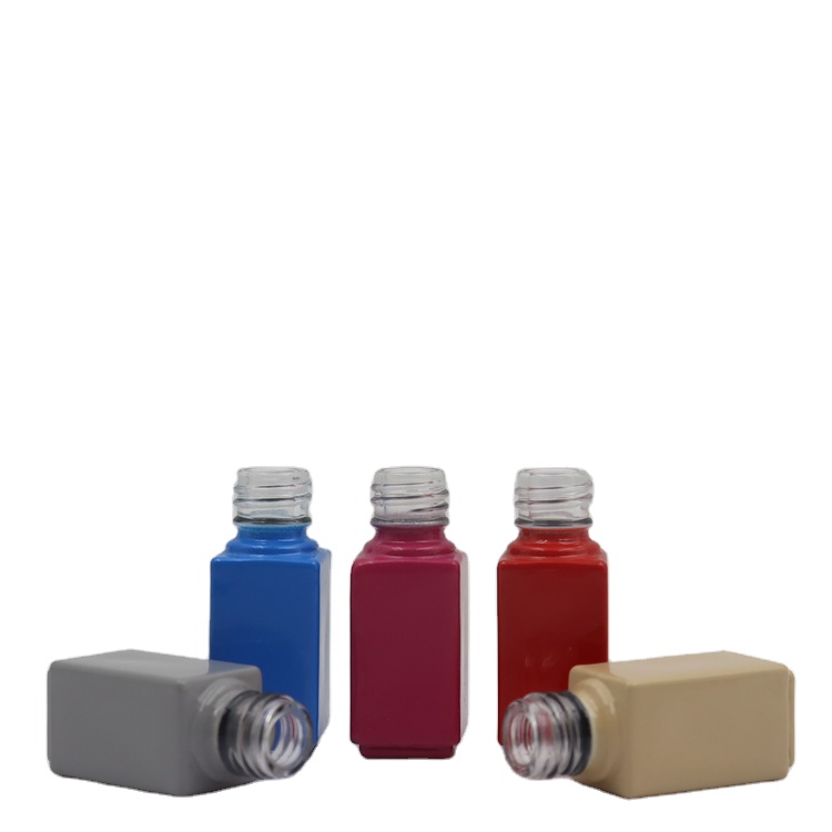 Mini square shape 3.5ml empty candy color nail polish glass bottles with brush caps