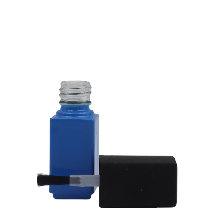 Mini square shape 3.5ml empty candy color nail polish glass bottles with brush caps