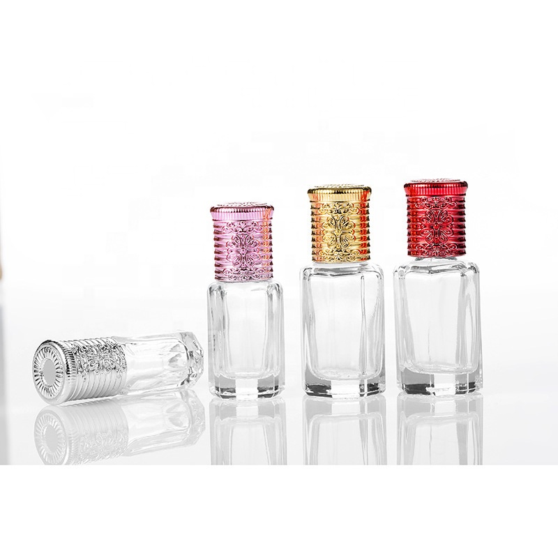 Mini star clear high quality metal screw cap roll ball glass essential oil bottles