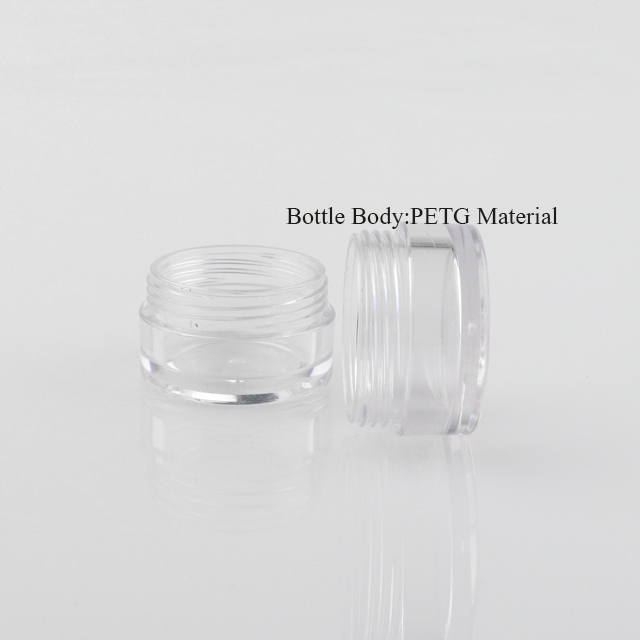 Mini transparent sample round shape 5g 8g 10g plastic cosmetic eye cream jar with colorful lid
