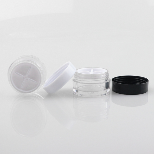 Mini transparent sample round shape 5g 8g 10g plastic cosmetic eye cream jar with colorful lid