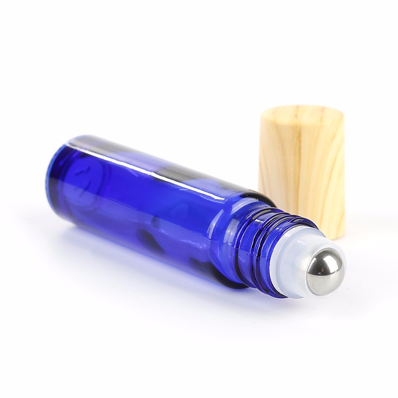 Mini travel empty custom 8ml 10ml black cobalt blue roll on glass perfume bottle with stainless roller ball