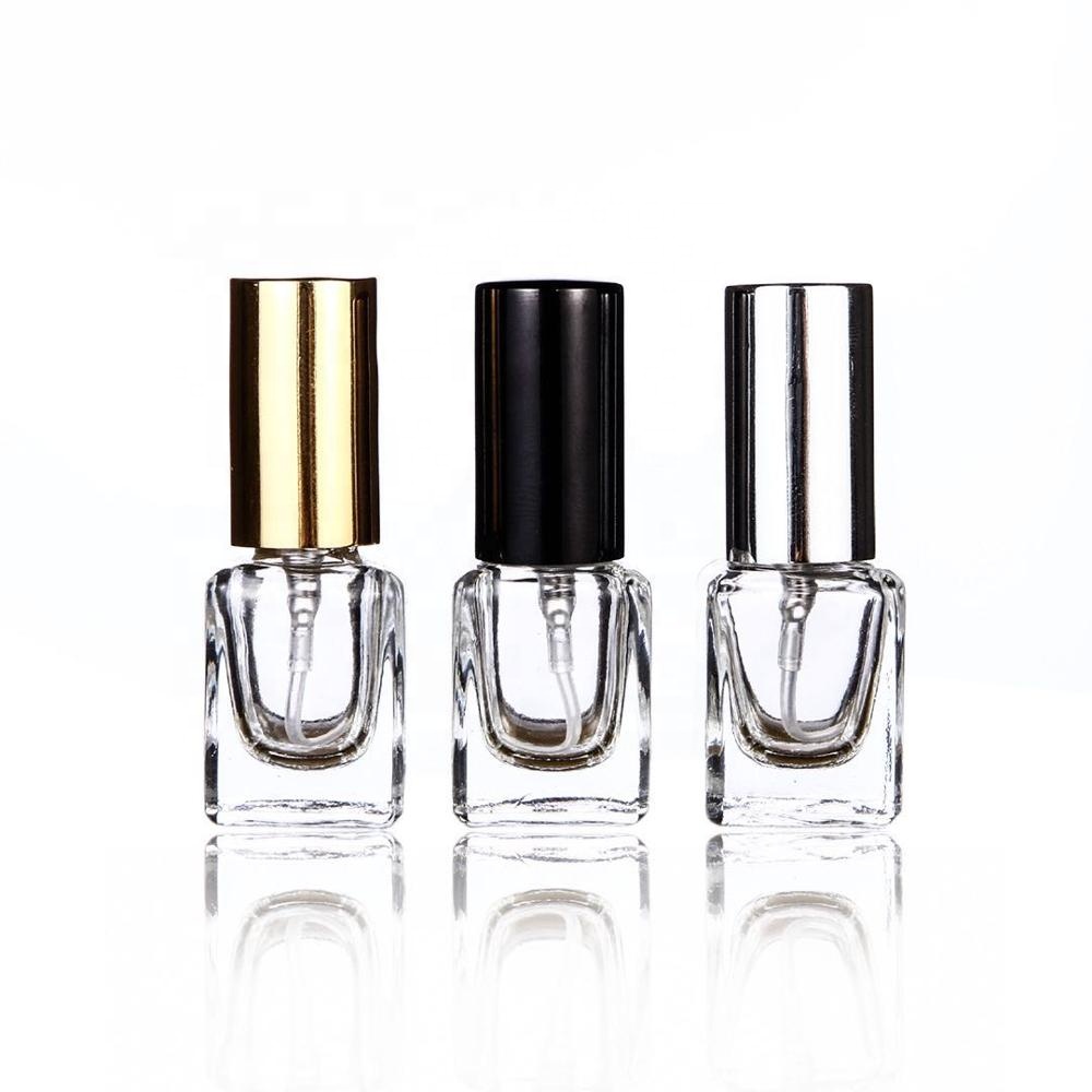 Mini travel perfume sample packaging 5ml rectangular refillable glass perfume spray bottle