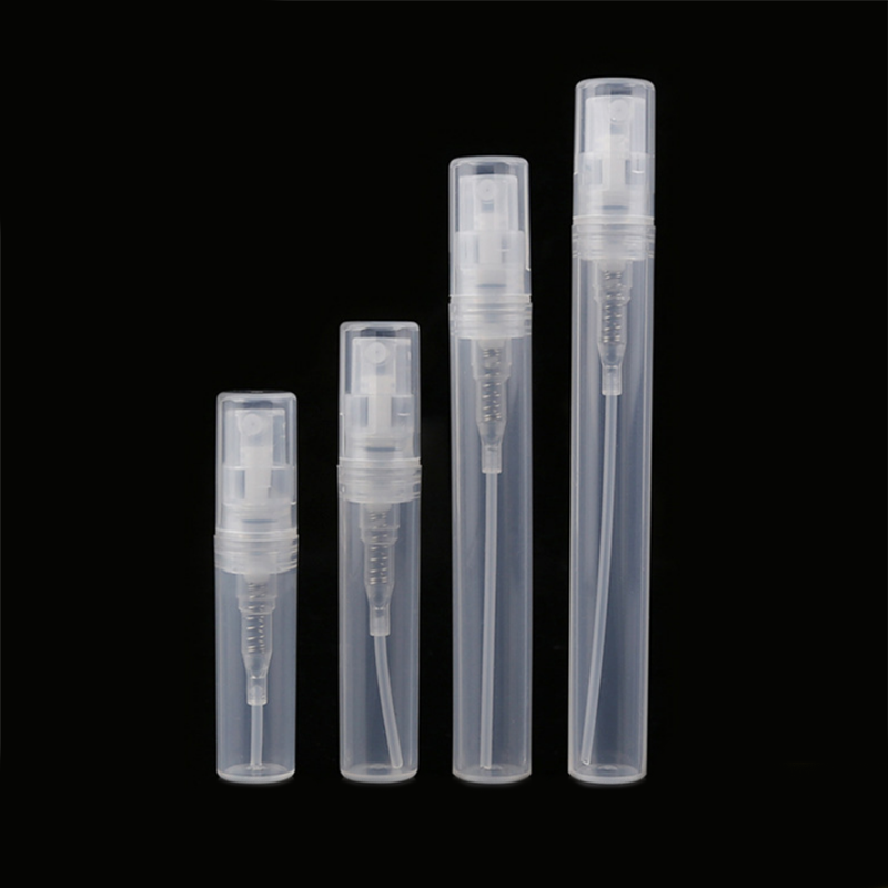Mini travel sample packaging 2ml 3ml 4ml 5ml refillable plastic perfume spray bottle