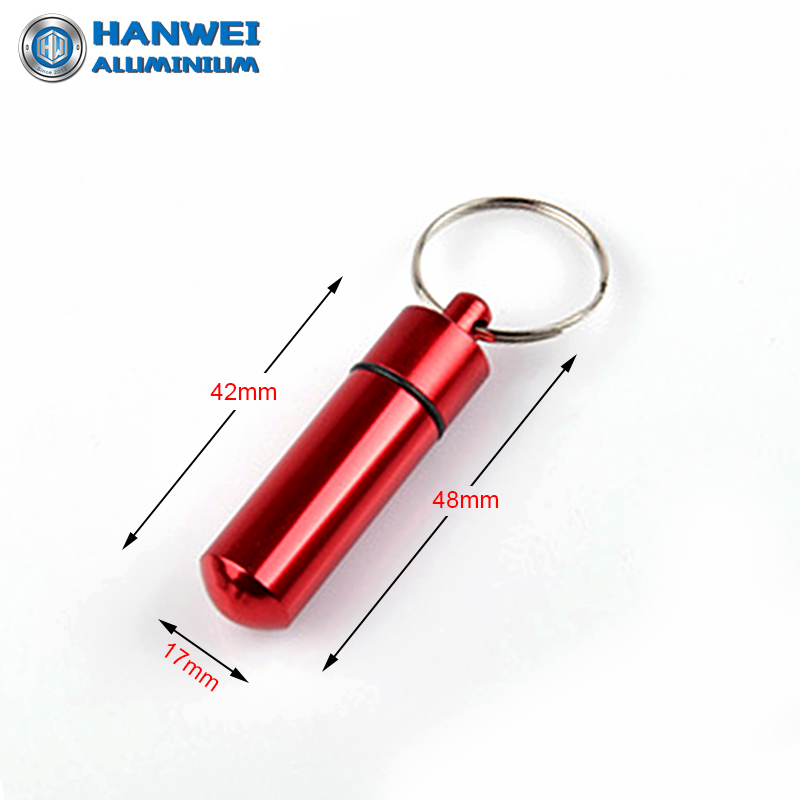 Mini waterproof pill medicine container aluminum bottle with key ring