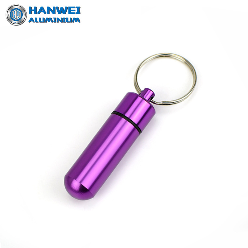 Mini waterproof pill medicine container aluminum bottle with key ring