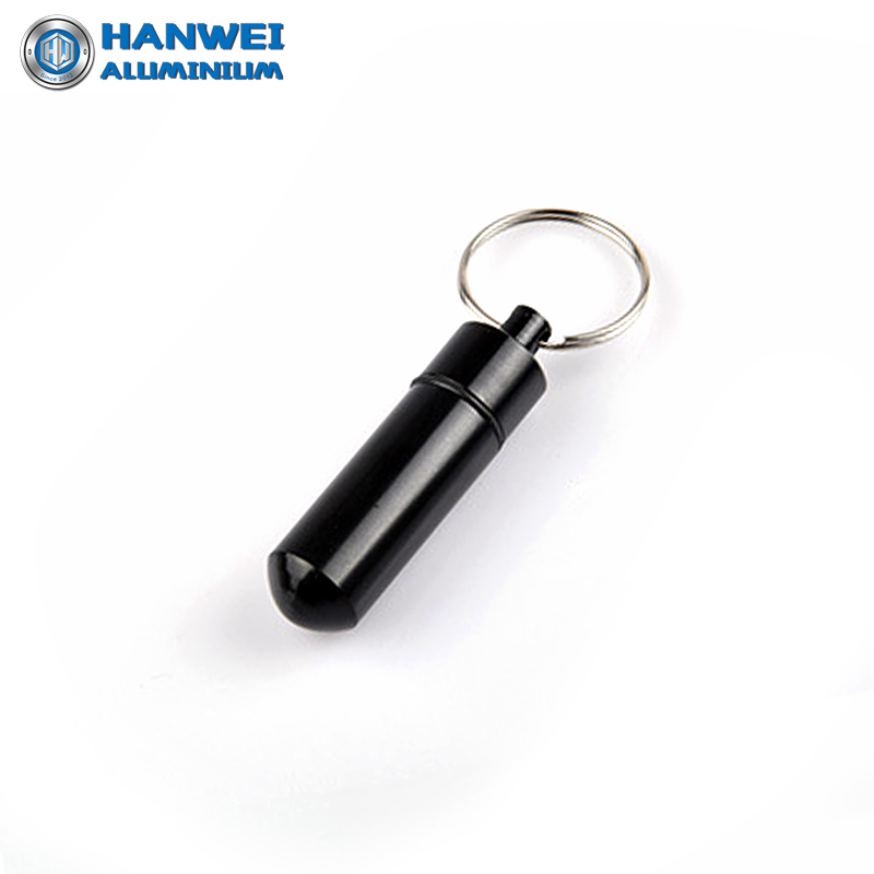 Mini waterproof pill medicine container aluminum bottle with key ring