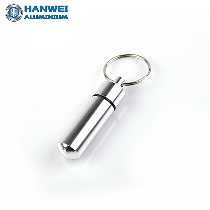 Mini waterproof pill medicine container aluminum bottle with key ring