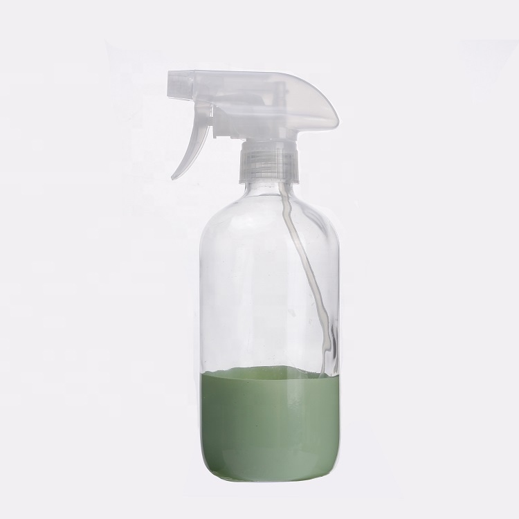 Mocale 16 OZ 500 ml White black spray bottle glass shampoo amber bottles with trigger lotion pump