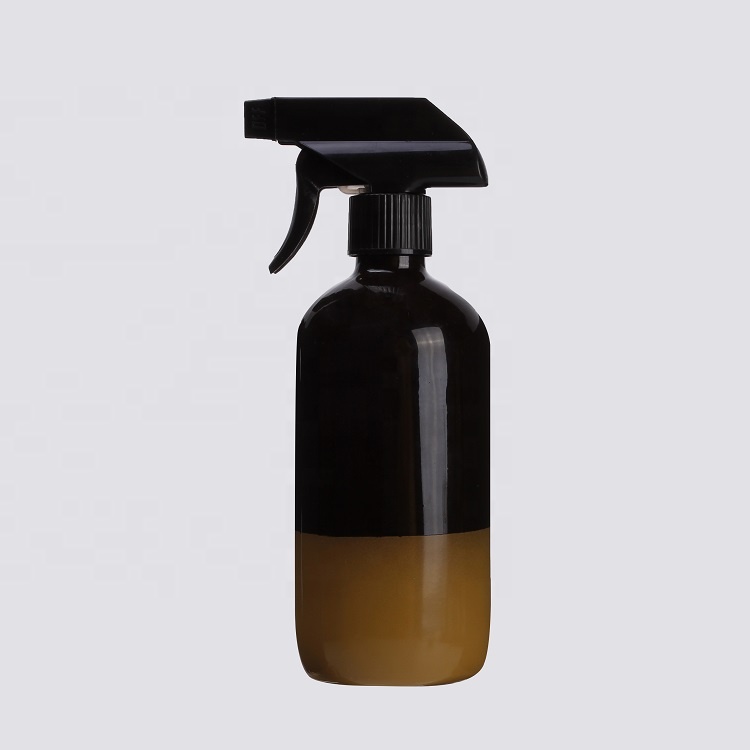 Mocale 16 OZ 500 ml White black spray bottle glass shampoo amber bottles with trigger lotion pump