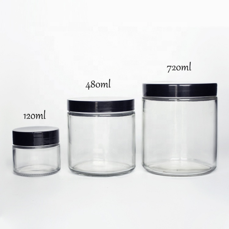 Mocale 250 ml Cylinder Glass Jar with Black Screw Lid Hot Filling Glass Sauce Jar