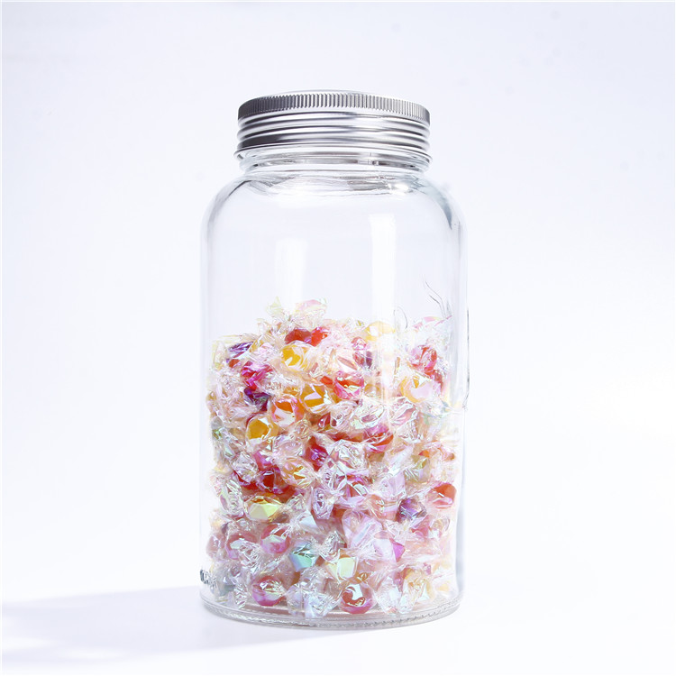 Mocale Big Candy Storage Glass Jar 350 ml Airtight Embossed Glass Jam Pickle Jars with Two Pieces Lids