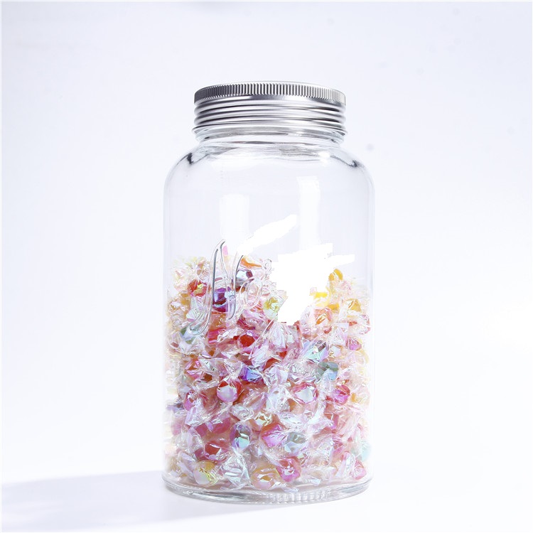 Mocale Big Candy Storage Glass Jar 350 ml Airtight Embossed Glass Jam Pickle Jars with Two Pieces Lids
