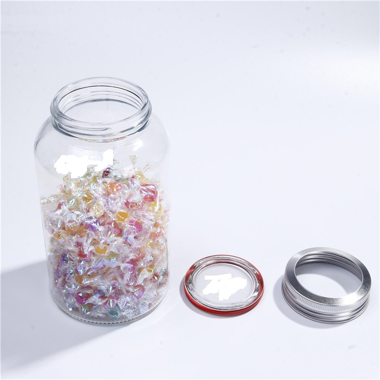 Mocale Big Candy Storage Glass Jar 350 ml Airtight Embossed Glass Jam Pickle Jars with Two Pieces Lids