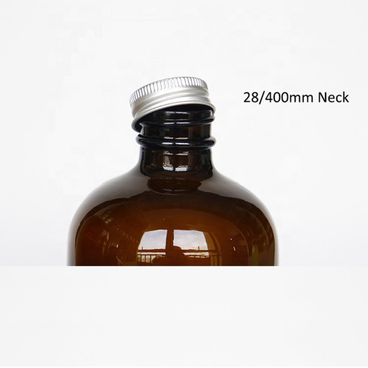 Mocale Boston 16 oz Amber Glass Bottle Liquid Juice Essential Oil Storage Bottles With Plastic Cap