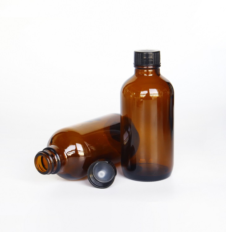 Mocale Boston 16 oz Amber Glass Bottle Liquid Juice Essential Oil Storage Bottles With Plastic Cap